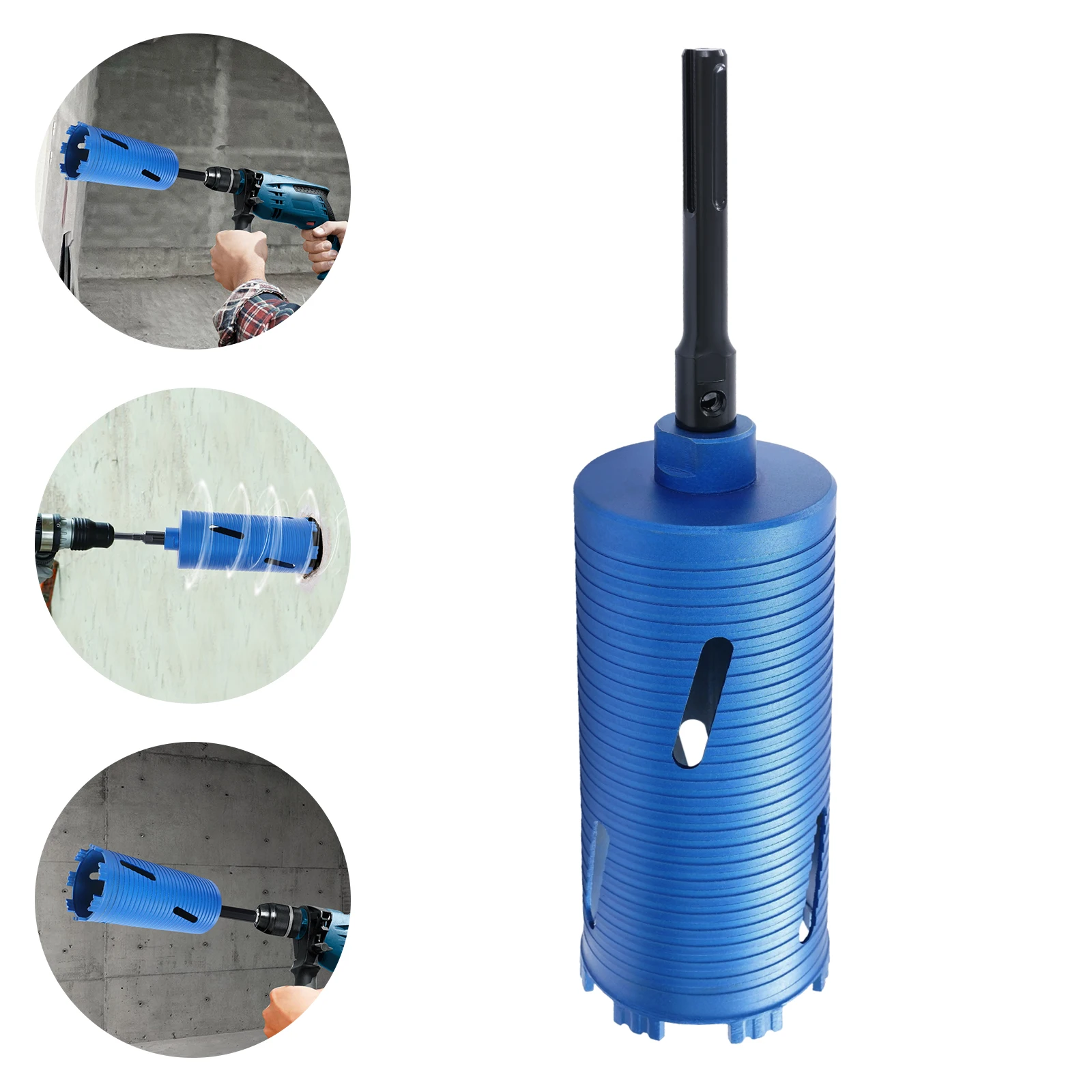 

Core Drill Bit, 5/8"Thread Drill Bit, Drill Bit W/ 3 Adapters Thread Drilling Concrete Hole Opener Efficient Hole Saw Drill Bit