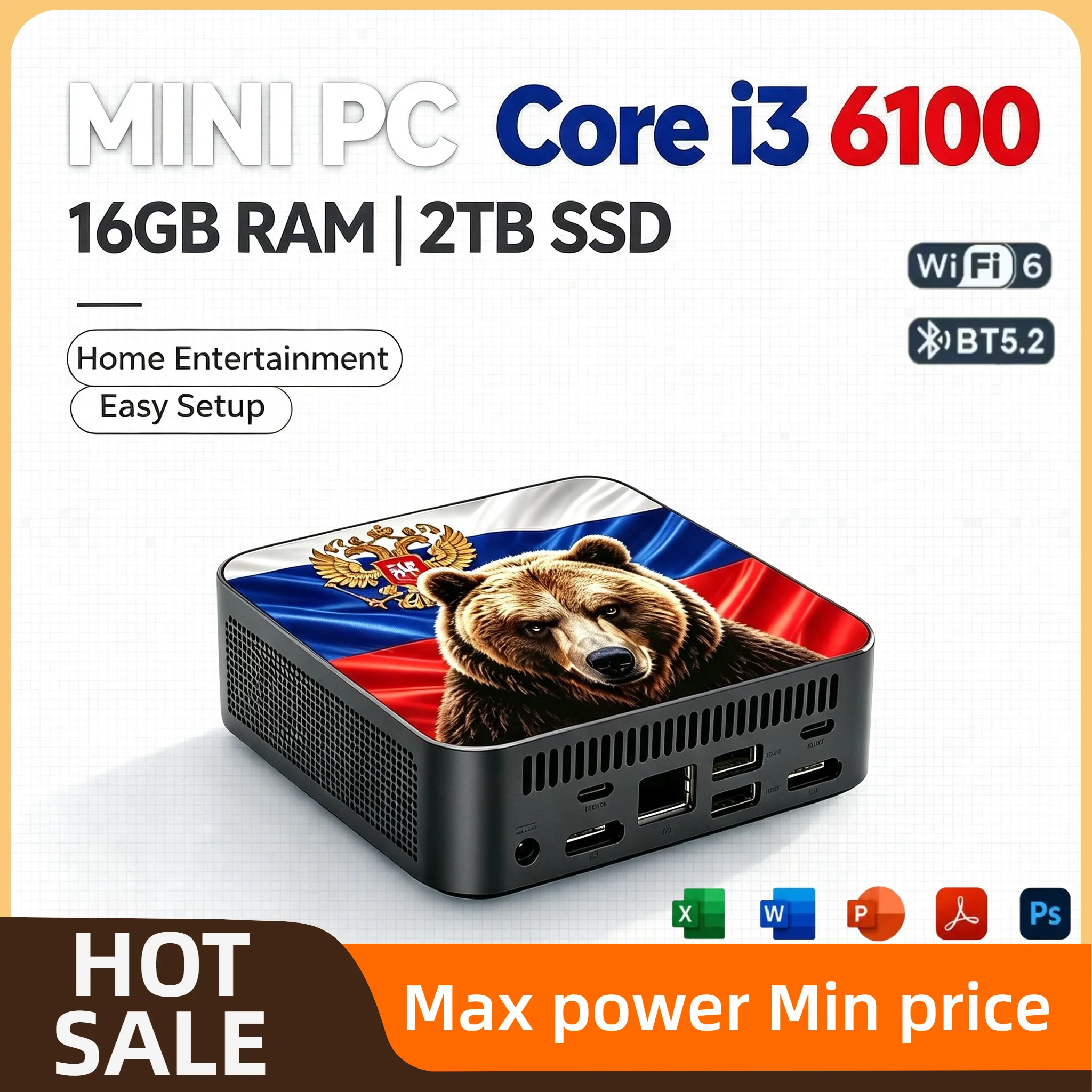 Intel Core i3 6100 Mini Desktop Computer 16GB RAM 1TB M.2 SSD WiFi 6 BT5.2 Low Power NVMe PC Pro Unit for Home Office Xtreme