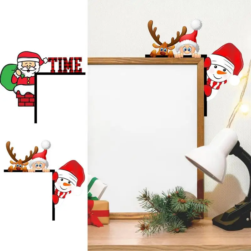 Door Corner Sign Decorative Christmas Santa Claus Wooden Door Corner Sign Cute Funny Door Sitter Home Decor With Double-Sided