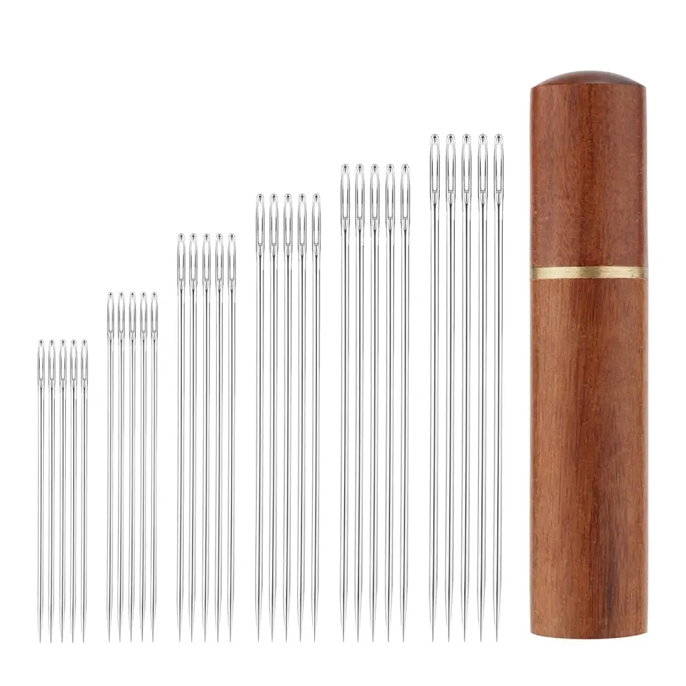 

25pcs Large Eye Sewing Needles, 5 Sizes Tapestry Needle Embroidery Needles Yarn Needles Quilting Needles with Wooden Needle C