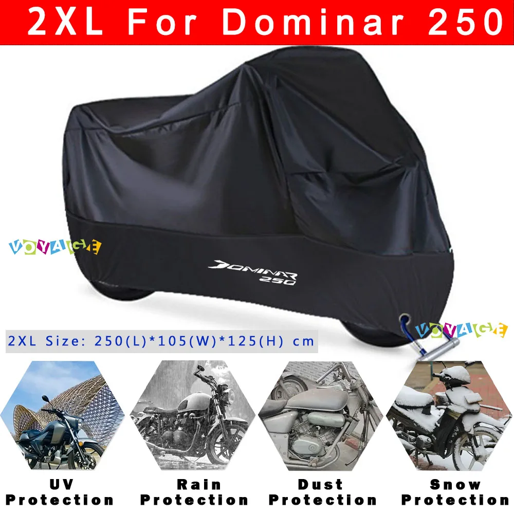 For Bajaj Dominar 250 Rain Cover Waterproof Dustproof Outdoor Motorcycle Cover Wear-Resistant Fabric Motorcycle Accessories