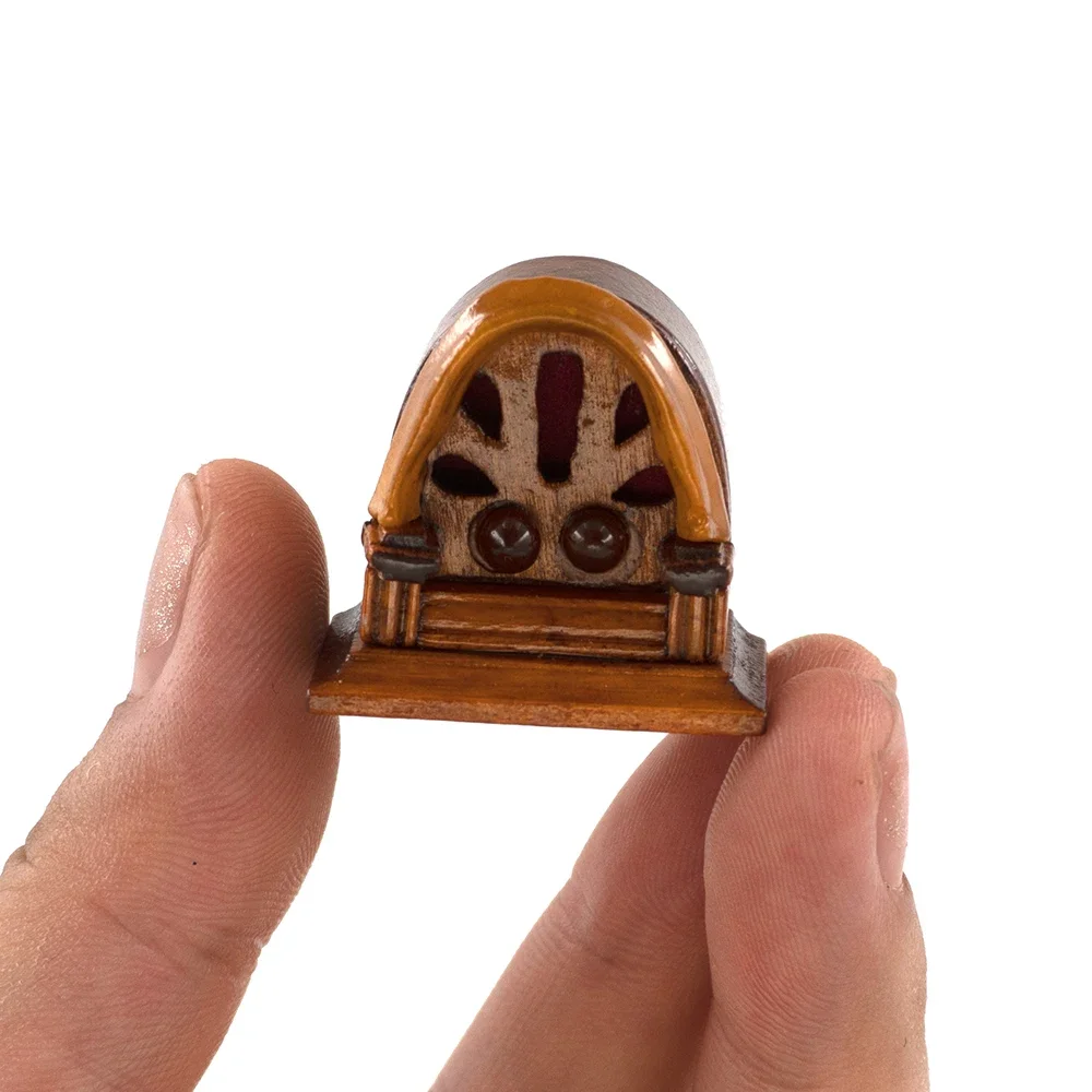 1/12 Doll House Miniature Wooden Radio Box Simulation Model for Mini Decoration Dollhouse Accessories