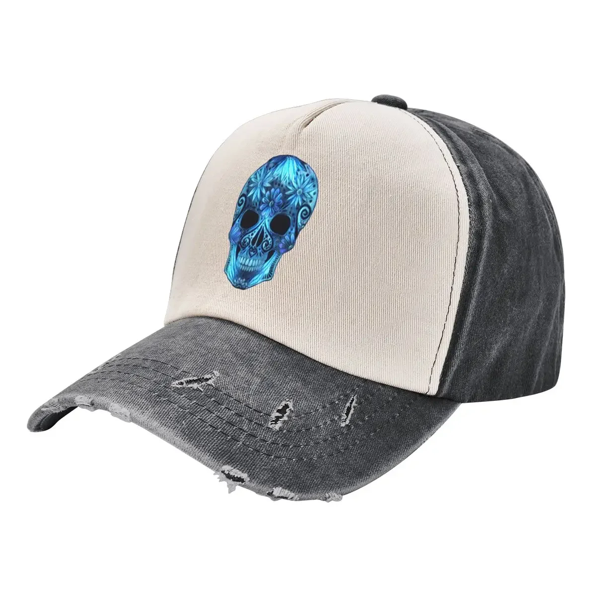 

Electric Blue Sugar Skull Baseball Cap Sun Cap black Golf Men Women's