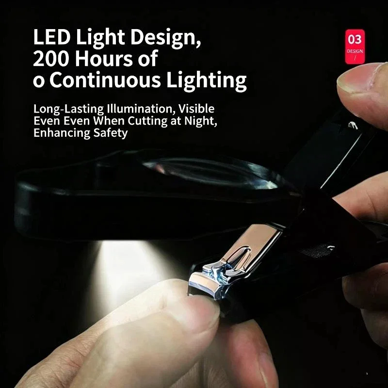 Nail Clippers High Quality LED Light Magnifying Illuminated Cutters Home Practical Multi-Function Clear View