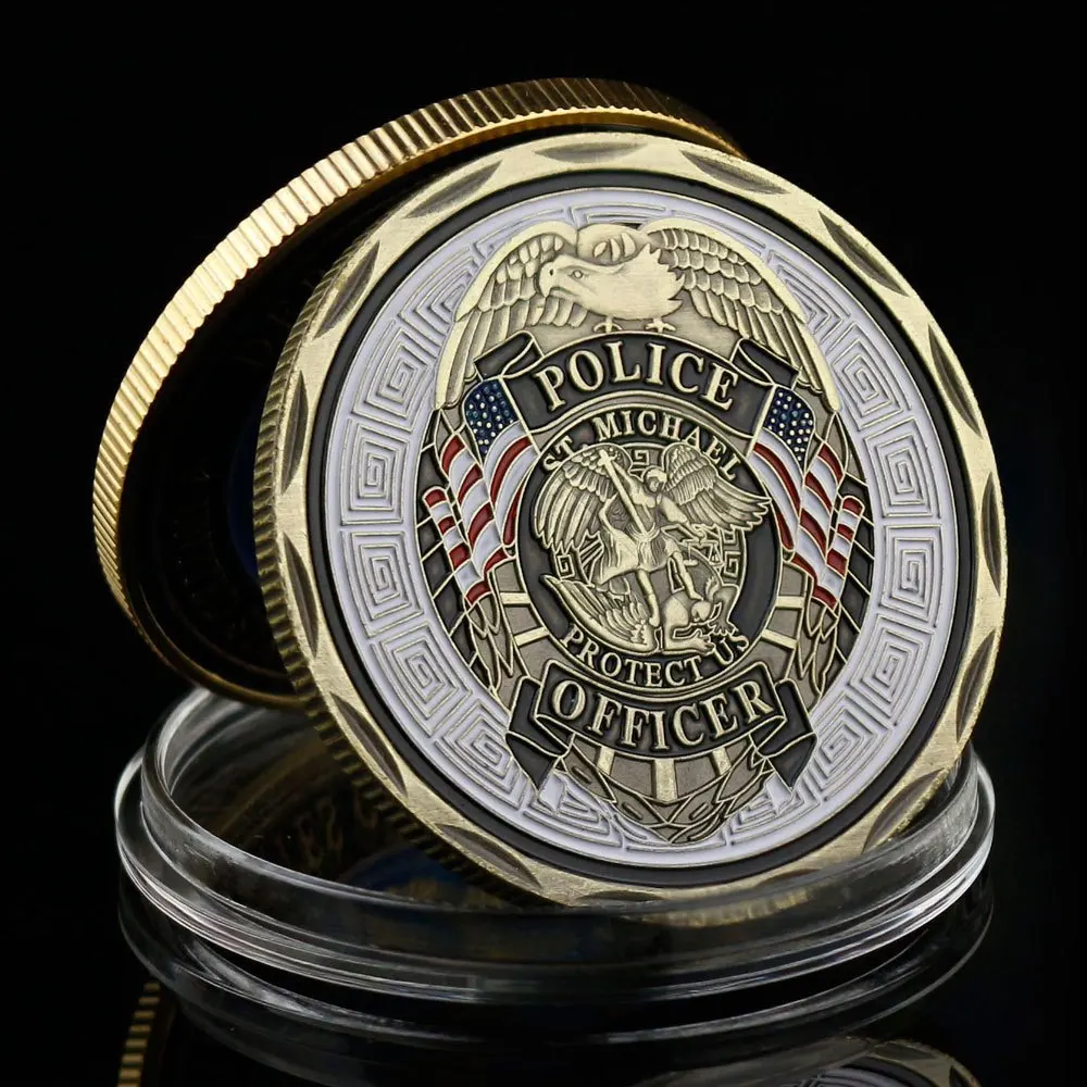 Police Coin Officer Copper Plated Gift Patron Saint of Law Enforcement Collection Souvenir Gift Micheal Metal Commemorative Coin