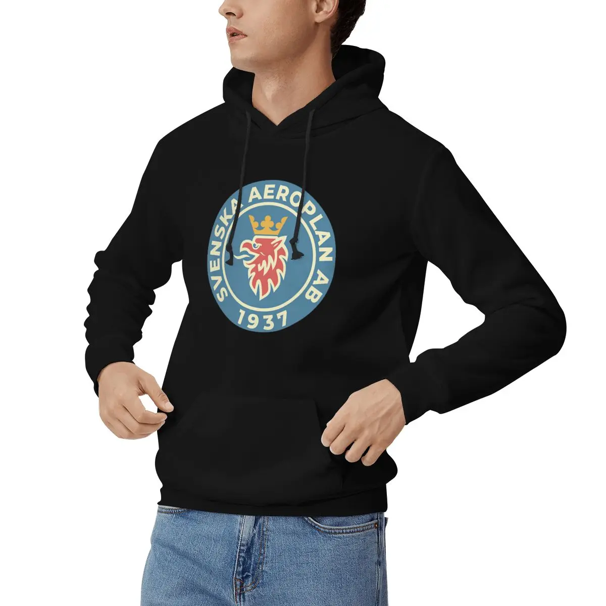 Svenska Aeroplan AB - SAAB Hoodies Men Women Casual Pullover Sweatshirt Fashion Long Sleeve Hooded Autumn Winter