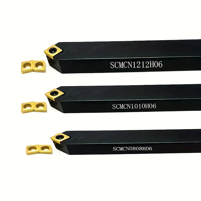 SCMCN0808H06/1010H06/1212H06 Tool Holders + 10pcs CCMT060204 Inserts - 50° CNC Turning Set with Gold Coating