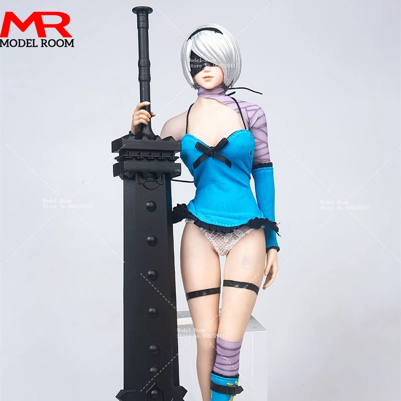 TYM152 1/6 Scale 2B Girl Cosplay Costume Head Sculpt Weapon Model Fit 12'' Female Soldier Action Figure Body Dolls