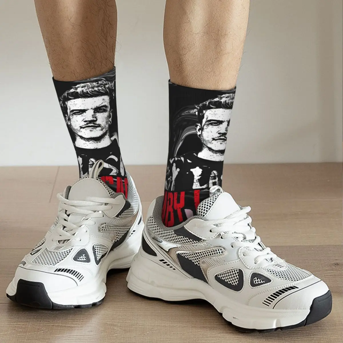 Calcetines de compresión con estampado de música Rock Retro para hombre, calcetín Unisex con estampado de Harajuku, lasaña de bebé, novedad