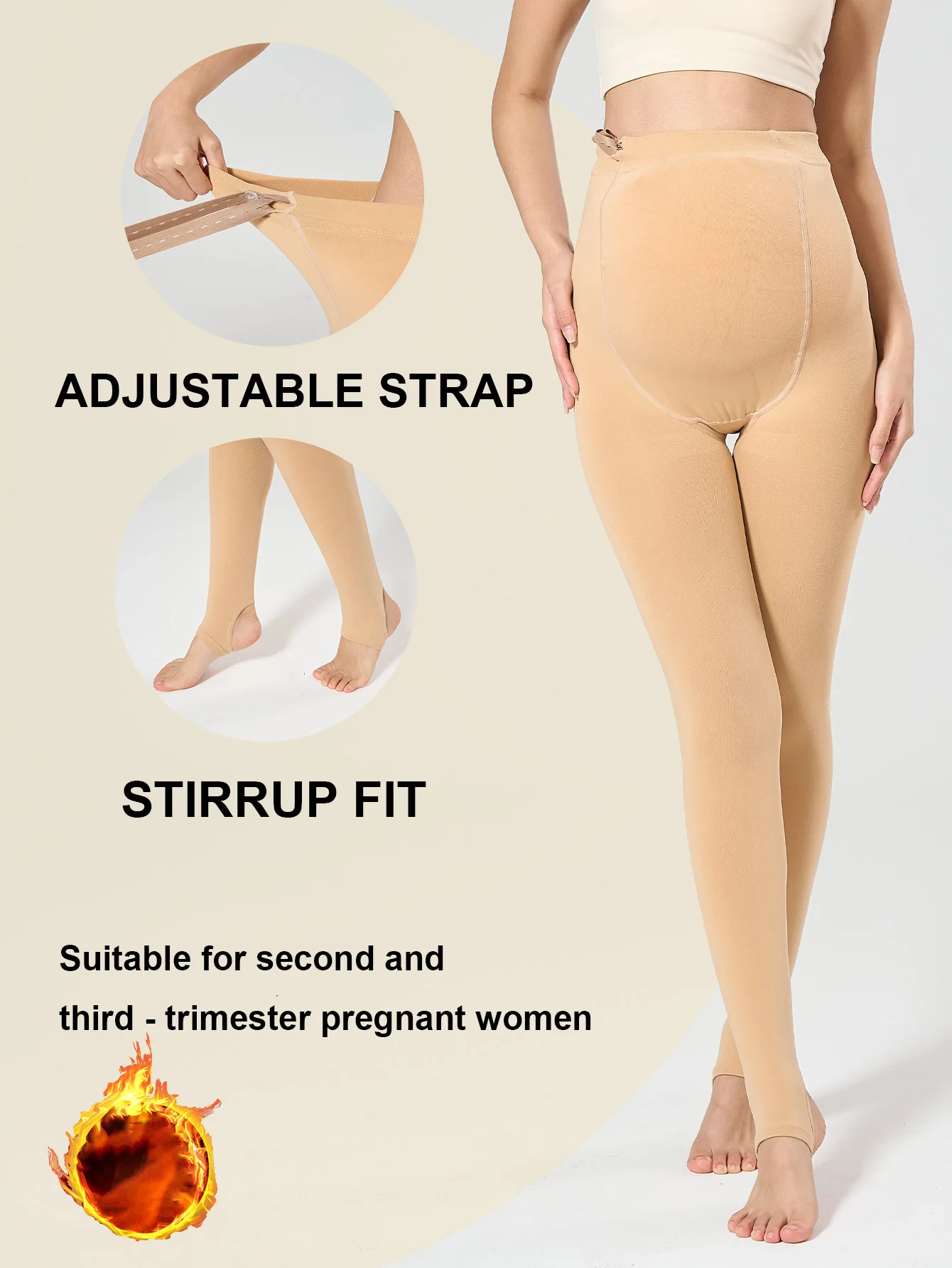 

1 шт., женский регулируемый ремешок цвета кожи, поддержка живота, дизайн ног, толстый стиль на флисовой подкладке, высокоэластичный, не плотный