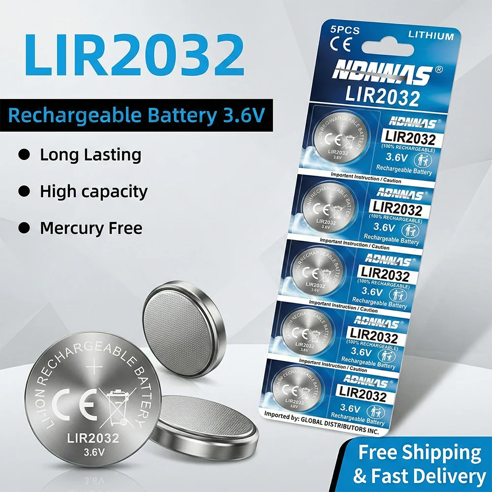 3V LIR2032 Rechargeable Coin Battery 20-50PCS Replace CR2032 for Remote Watch