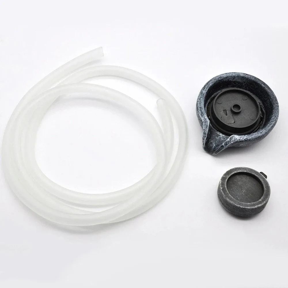 Layered Water Flow Simulation Stone Mill Fountain Circulating Waterfall Resin Fish Tank Mini Water Mill with 60cm Pipe