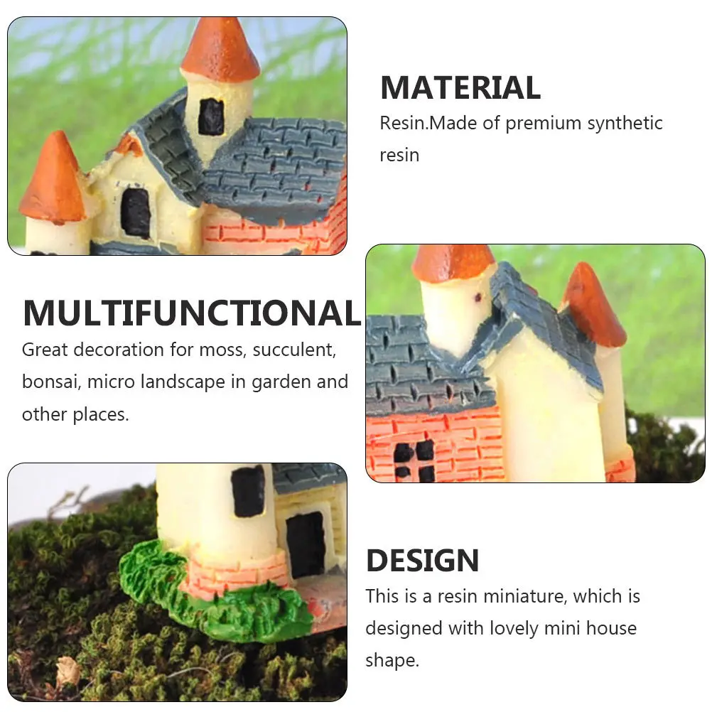 

3Pcs Villa Moss Decor Mini House Ornament Resin Landscape Craft for Micro Garden Bonsai Succulent DIY Accessories