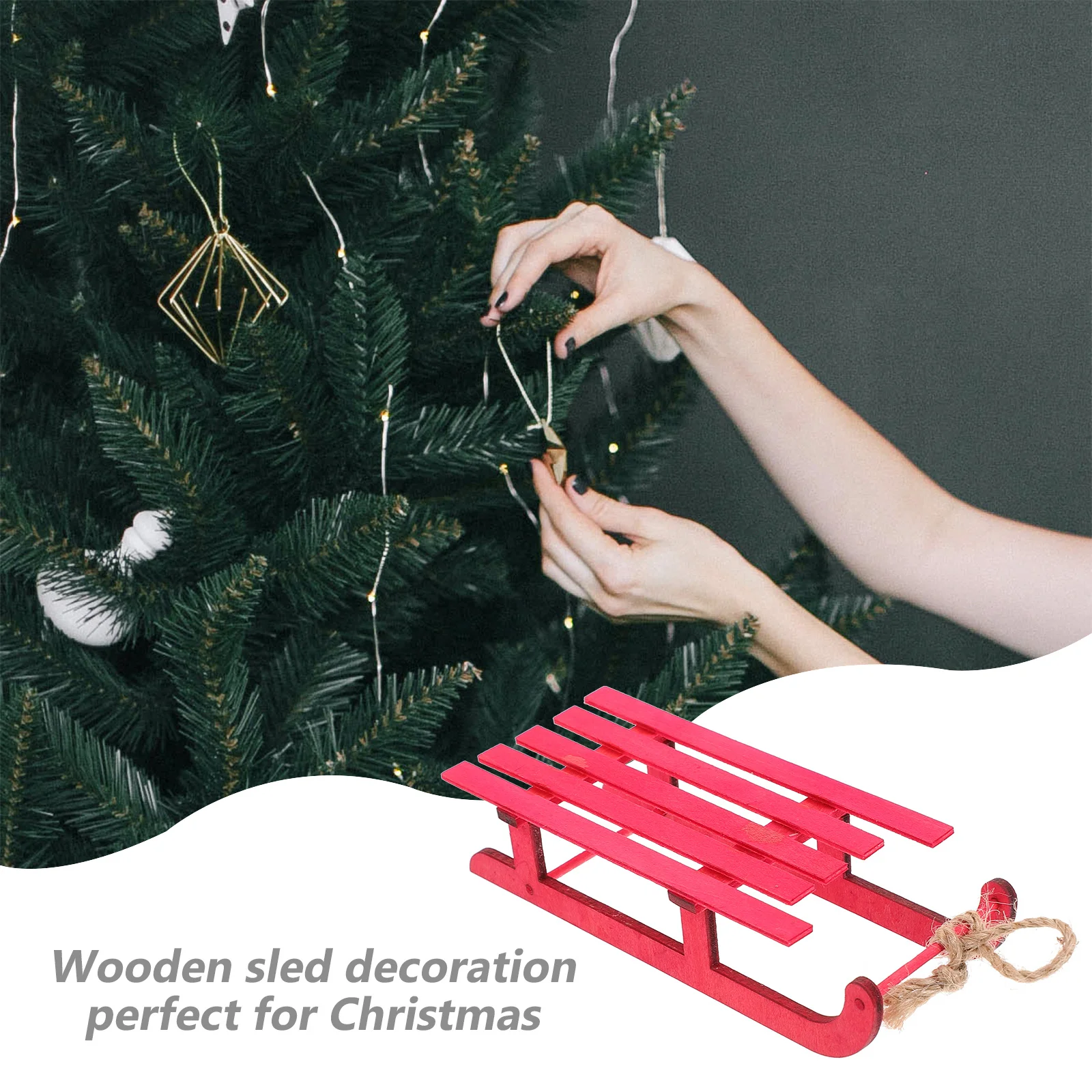 

Vintage Wooden Sled Christmas Decoration Hanging Sleigh Pendant Rustic Xmas Tree Ornament Holiday Party Decor Christmas Sled