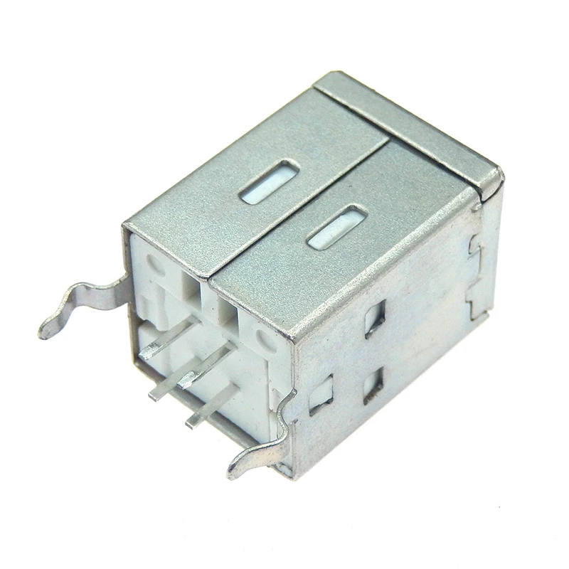 5PC USB 2.0 Connector Socket Jack Female Type B 90/180 Degree Connector Soldering PCB Connector D Printer Interface White/Black