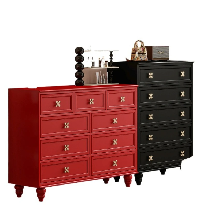 

medieval style combination chest, retro style four-leaf clover handle decorative cabinet, bedroom end entrance