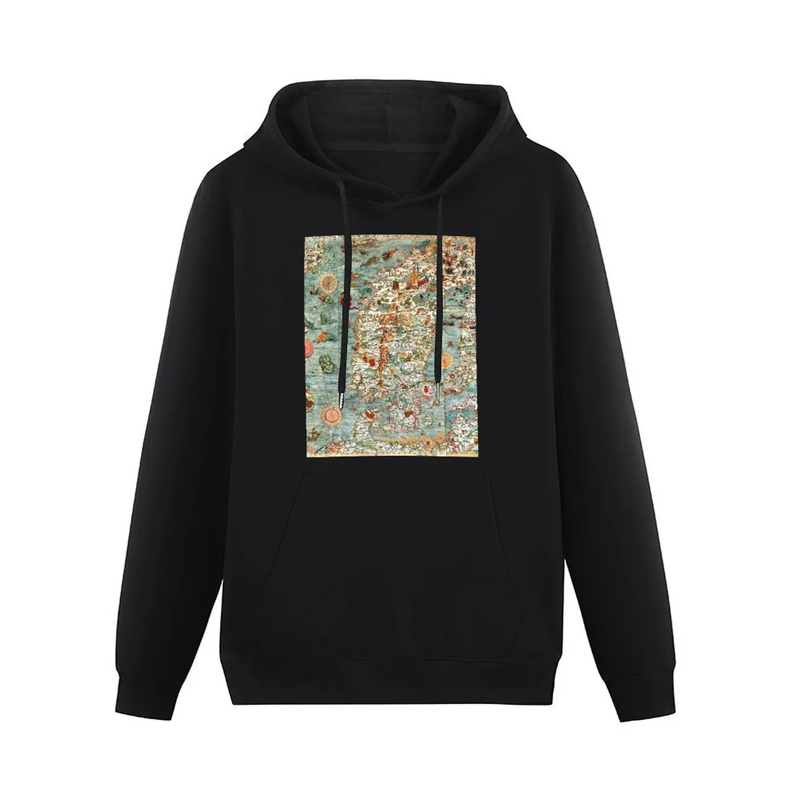 Carta Marina, map of Scandinavia by Olaus Magnus - 1539 Pullover Hoodie fashion men new features of hoodies & sweatshirts