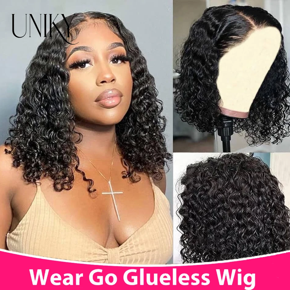 Wear and Go Glueless Wigs Human Hair Pre Plucked Pre Cut Deep Wave Lace Front Wigs for Women Upgraded No Glue 6x4 Lace Closure