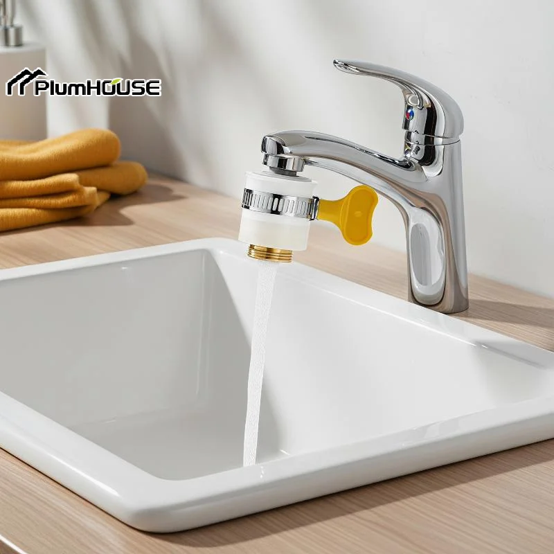

Water Tap Connector Thick Brass Threaded Adapter Tap Adapter Water Faucet Extender Adjustable Yellow Plastic Handle Hand Twist