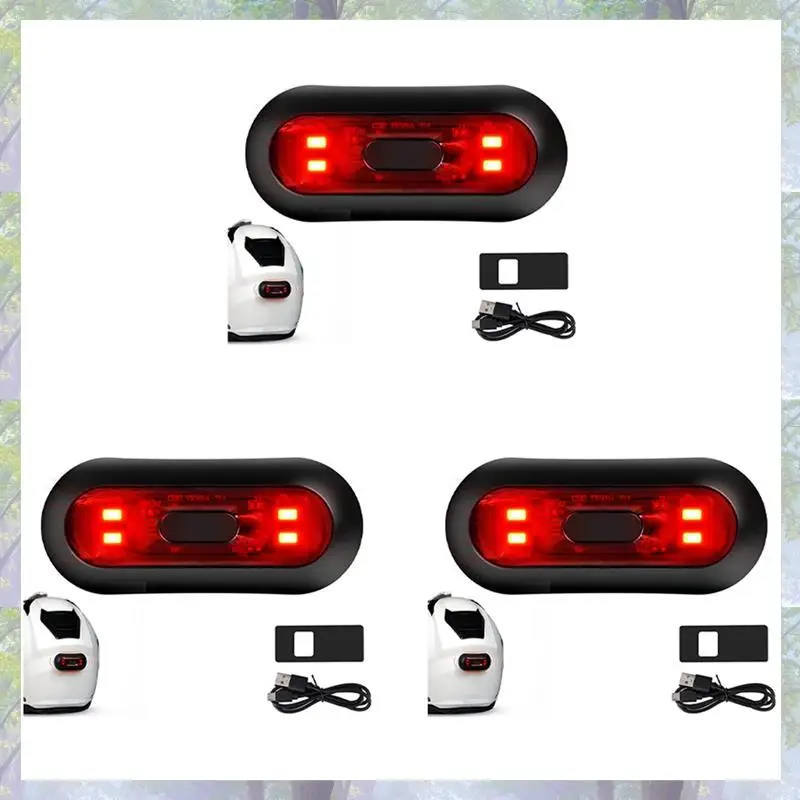 3X LED Helm Licht, Motorrad Helm Bremslicht Wiederaufladbare Fahrrad Hinten Rot Sicherheit Warnlicht Für Nachtfahrten