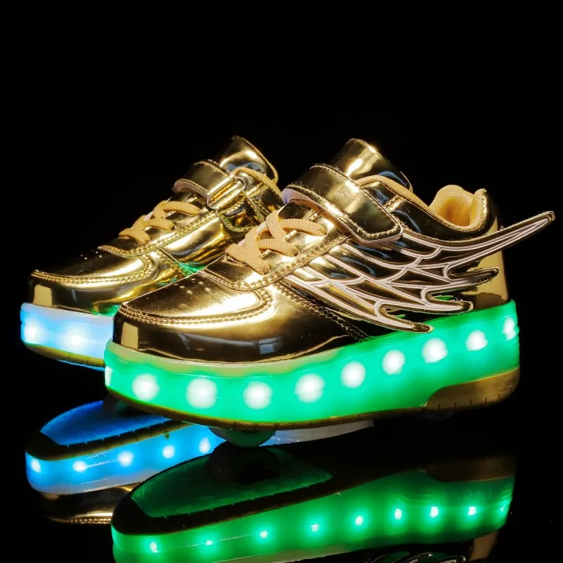 

Kids' 8-Wheel Roller Sneakers: Invisible Wheeled Shoes, 4-Wheel Roller Skates – Boys', Girls' Student Skates