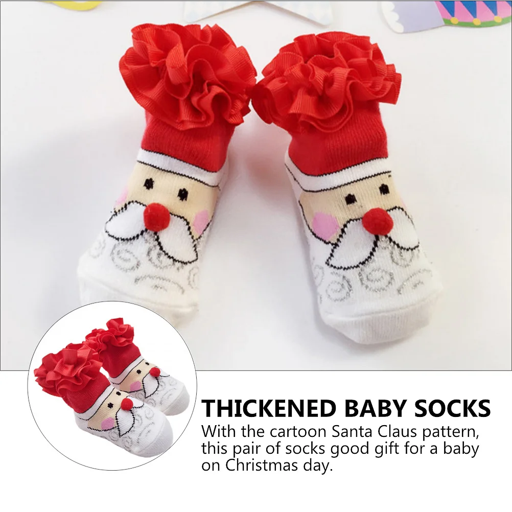 

1Pair Christmas Baby Socks Santa Claus Warm Thickened Socks for 0-12 Months Winter Protection Christmas Baby Stockings