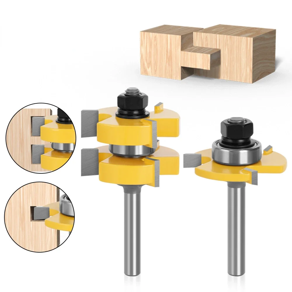 

8mm Three Tooth T-shaped Mortise and Tenon Joint Cutter, Panel Cutter, Floor Cutter, Woodworking Milling Cutter