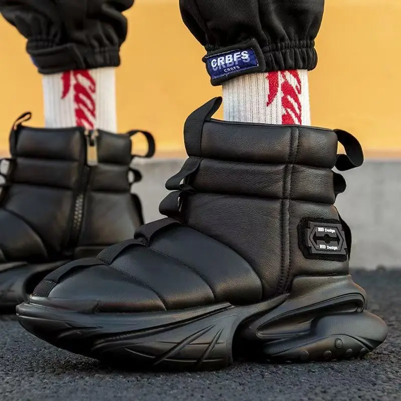 Botas de pão de alta com zíper antiderrapante para mulheres, botas de neve de inverno, qualidade superior ao ar livre, marca da moda europeia, nova