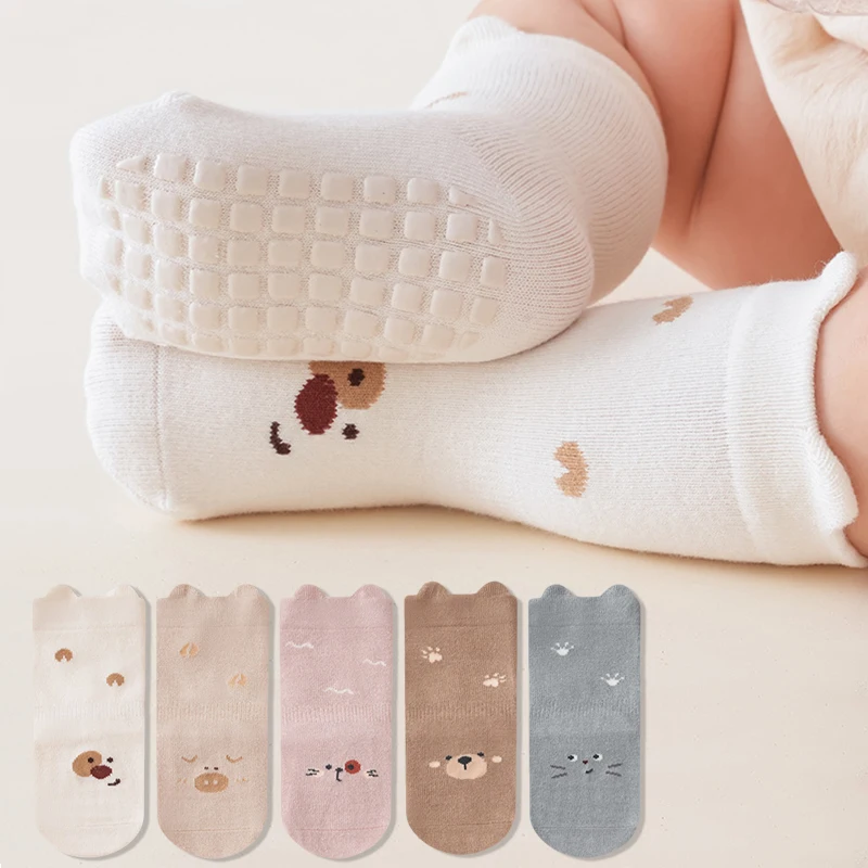 Cute Cartoon Baby Floor Socks  Anti‑Slip Grips Sole Newborn Socks Soft Cotton Toddler Floor Socks For Infant 0‑24 Months
