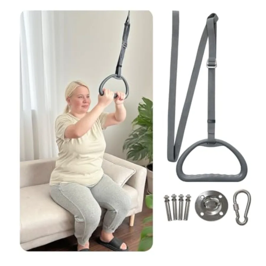 

Ceiling Trapeze Bar for Standing Assist Adjustable Pull Up Strap with Overhead Handle for Elderly Disabled or Patients Lift Sup