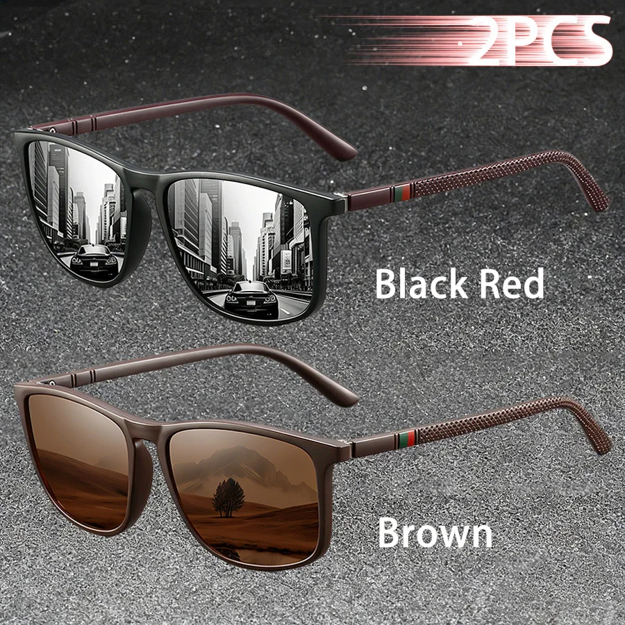 2 Stück Klassische Modische Sonnenbrille mit Buntem Streifendesign für Männer und Frauen zum Autofahren, Angeln und für die Freizeit, Marken-Designer Retro-Sonnenbrille – Detail 3