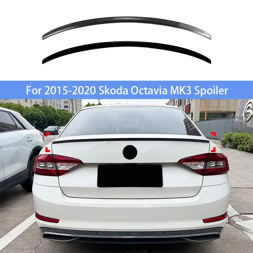 

For 2015-2020 Skoda Octavia MK3 Sedan Rear Spoiler Wing Rear Boot Roof Lip Spoiler Cap Baodykit Tuning Gloss Black Tail Wing