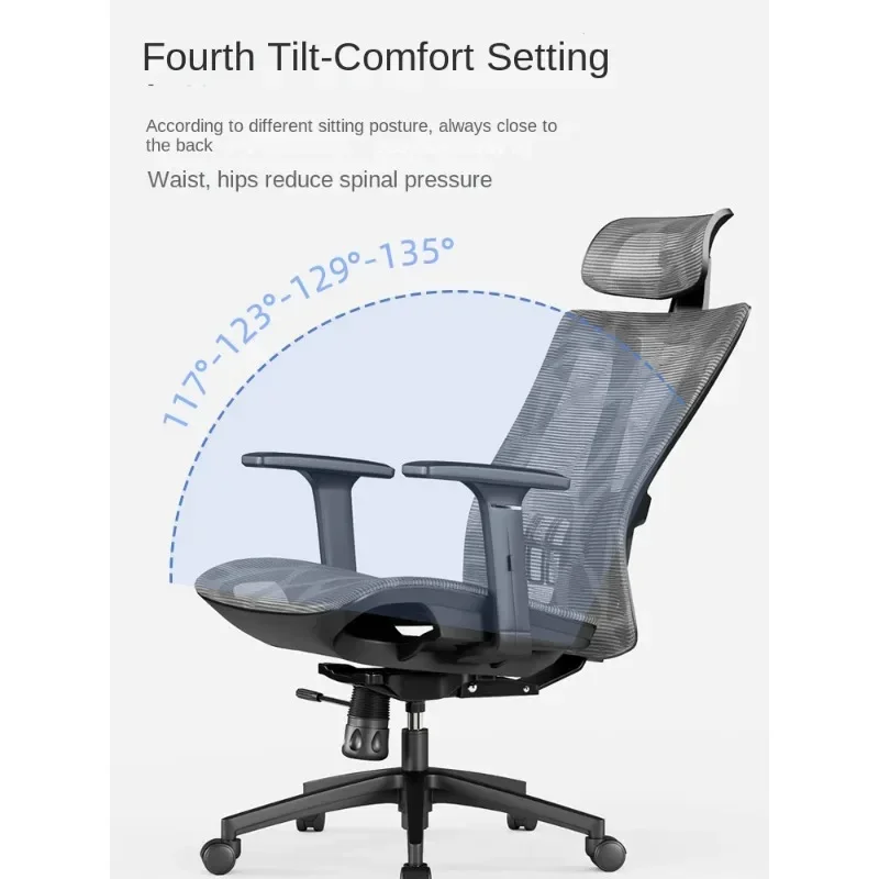 Silla de oficina de malla transpirable con reposabrazos ajustables y función de inclinación, ideal para largas horas de trabajo