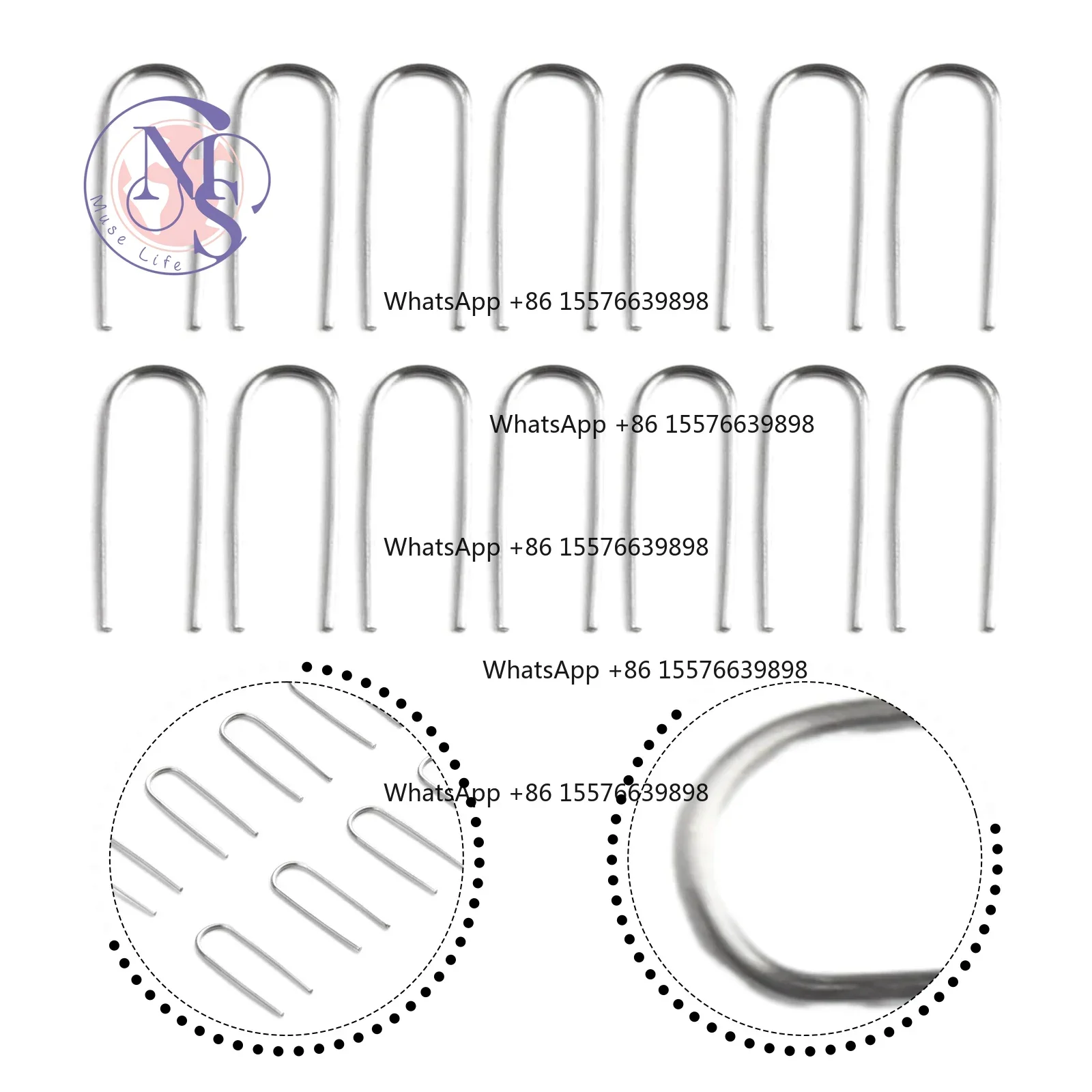 U-shaped Ceramic Nichrome Wire Hook, High Temperature Jump Ring Replacement Part