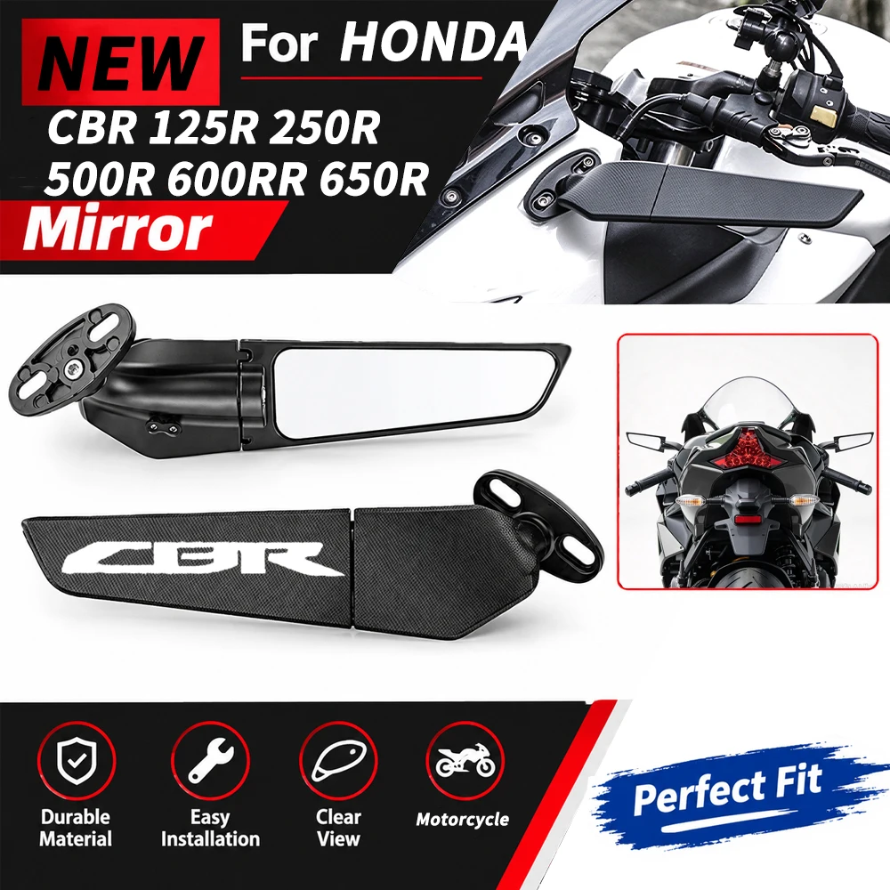 Motorcycle Mirror For CBR 125R 250R 500R 600RR 650R Modified Wind Wing Adjustable Rotating Rearview Mirror Moto Accessories