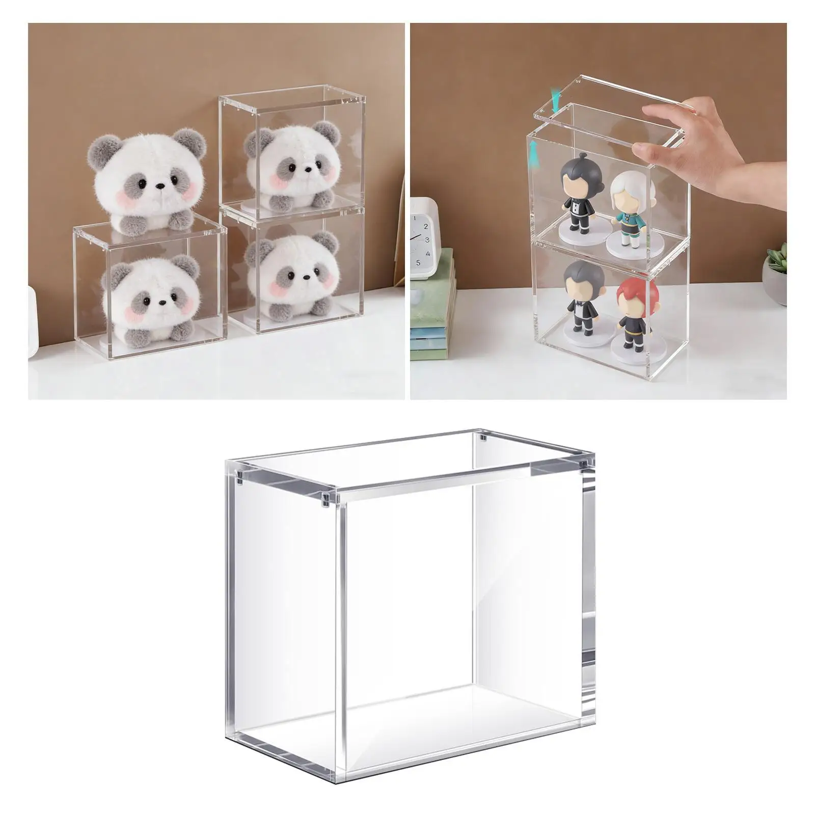 Clear Acrylic Display Case,Organizer Storage Box Stackable Showcase for Dolls Collectibles