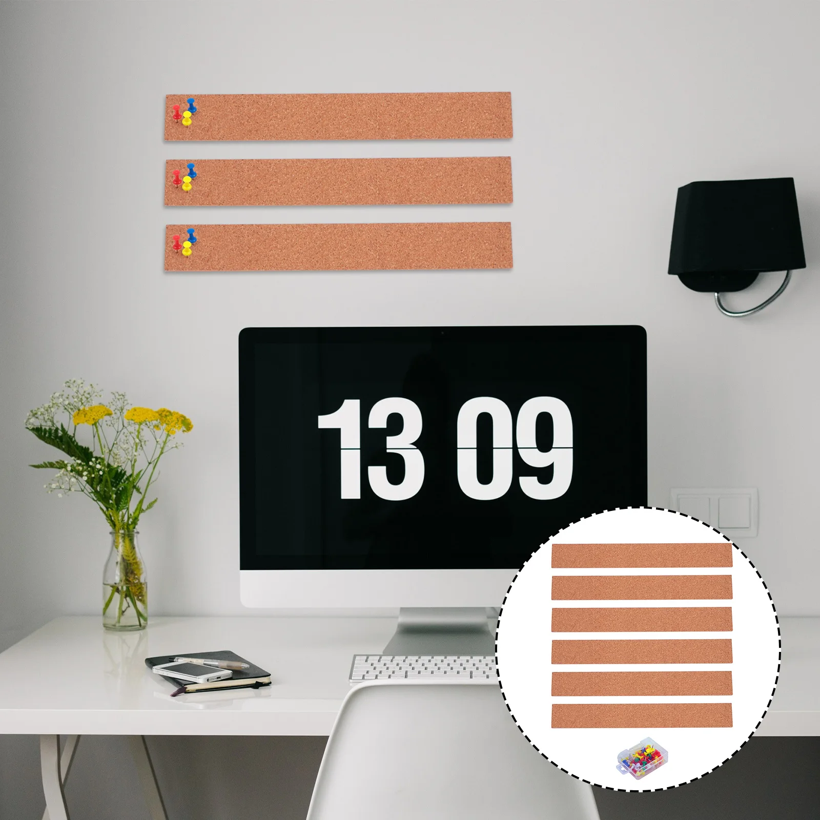 

Ceramic Tile Cork Bulletin Board Strips Office Corkboard Corkboards Oak Bark Learning Supply