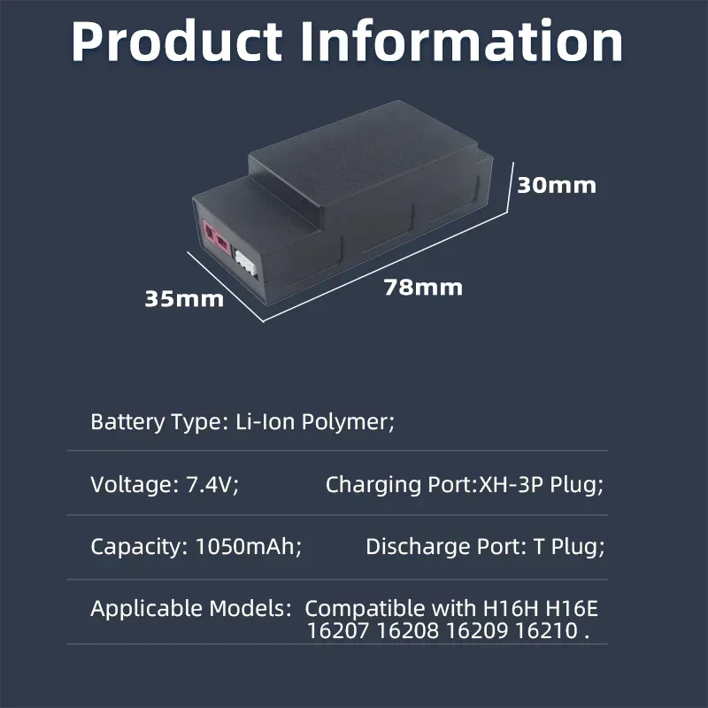 لعبة بطارية السيارة ل Hyper Go 2S 7.4V 1050mAh H16 عربات التي تجرها الدواب H16H H16E 16207 16208 16209 16210 فرش 1/16 RC على الطرق الوعرة شاحنة