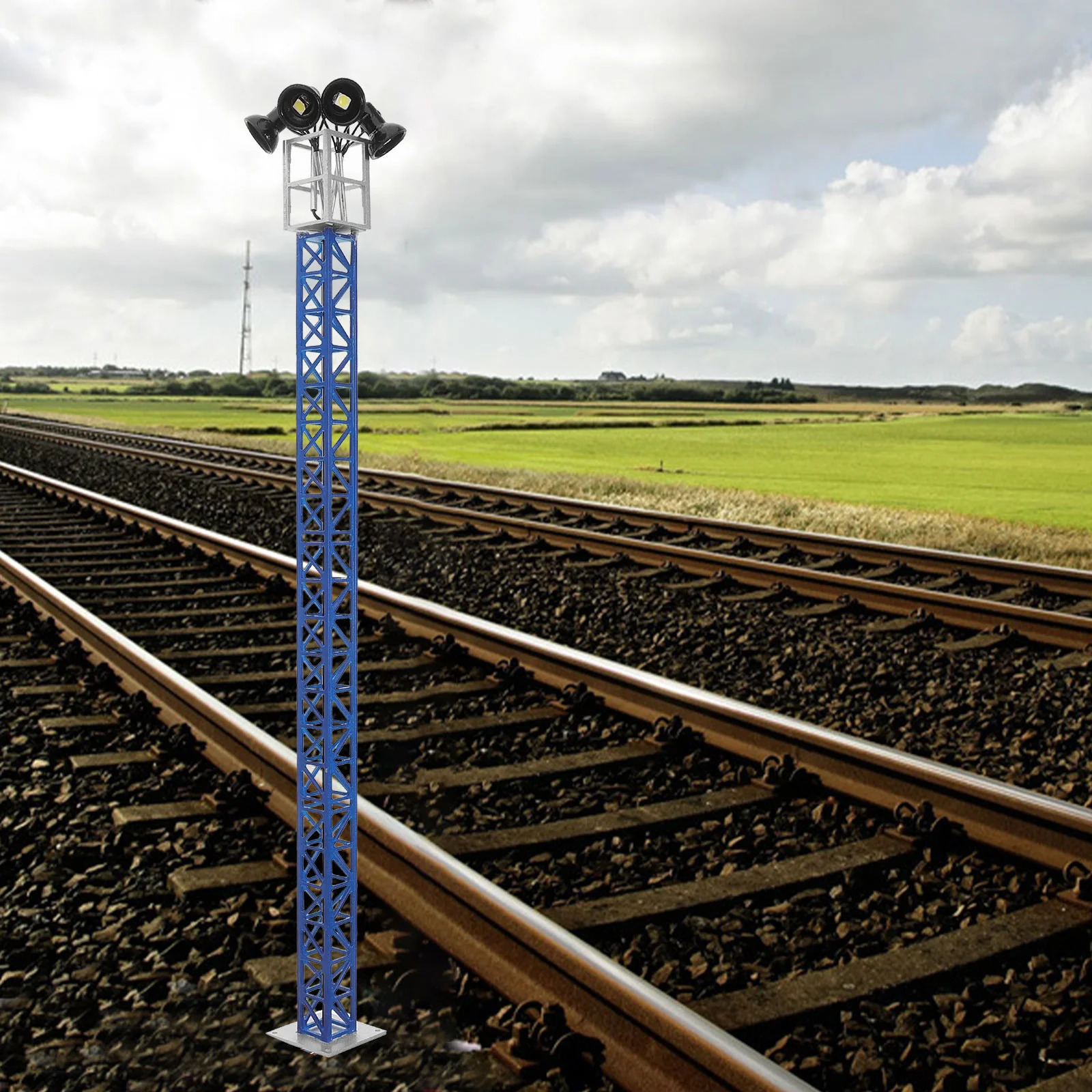 Modelo de luzes de trem, lâmpada de simulação de tráfego ferroviário, mesa de areia, acessórios de decoração, sinal em miniatura, fornecimento de casa, metal