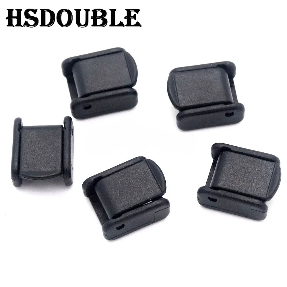 Klamra plastikowa z blokadą typu cam lock do taśm 3/8 cala, czarna, klips typu toggle, do pasków plecaka, pasków, obroży dla psa i kota.