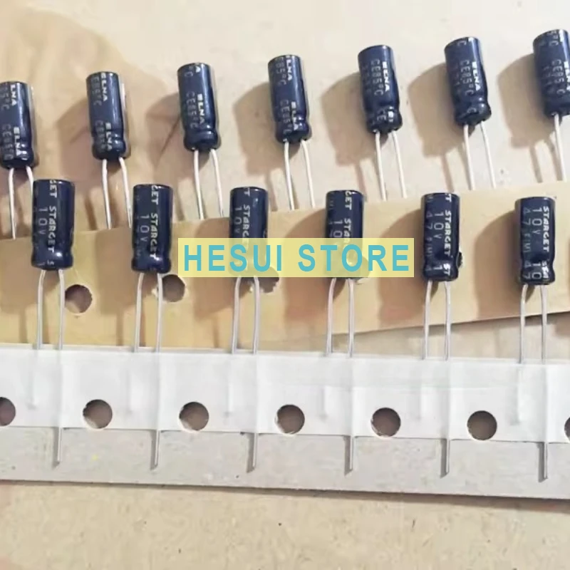 10PCS Audio Fever Capacitor 10V47UF ROD Copper Pin STARGET Black Gold 5X11 Electrolysis