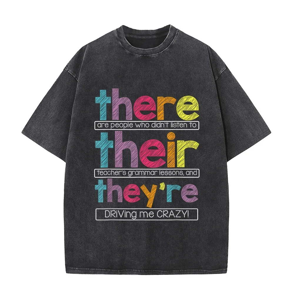 There Their They're English Grammar Teacher Funny Humor T-Shirt Small Character New In Top And T-Shirts Men's Shirts Quote Tee