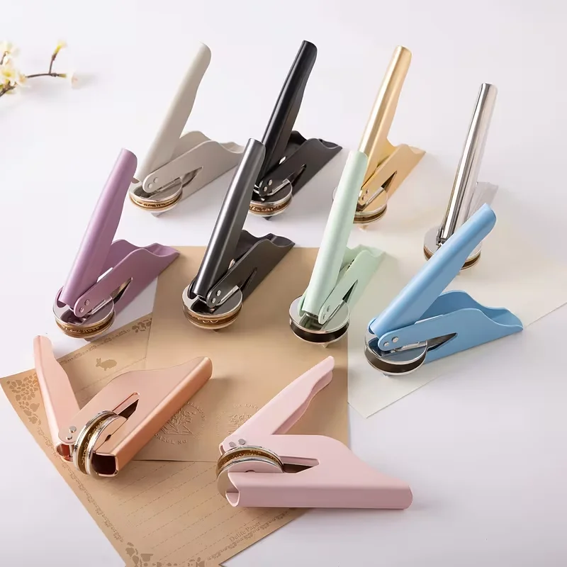 Bunter individueller Embosser-Stempel, personalisierte Logo-Clips, Anfangsbuchstabe, individueller Text-Stempel für DIY-Buch, Hochzeit, Umschlag, Dekoration, Karte