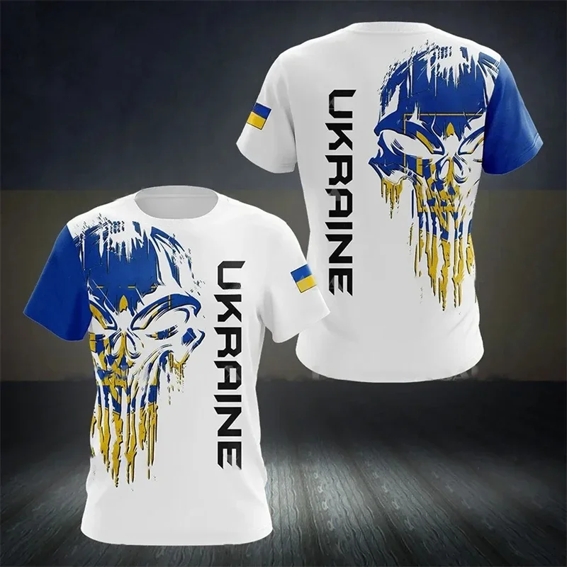 Fashion New Ukrainian Flag Graphic 3D Print T-shirt Ukrainian Emblem Men’s Sports Tops National Day Gifts Personalized Tee