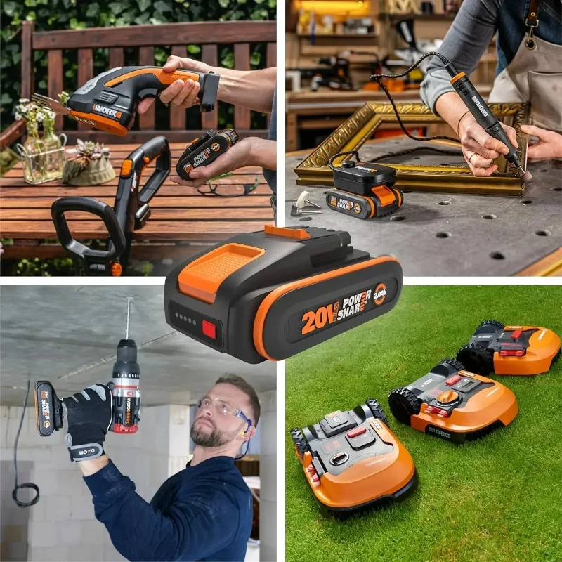 Portable 20V Rechargeable Battery, Overcharge Protection, Long Working Time, Fit Worx WA3511 WA3512 Cordless Tools