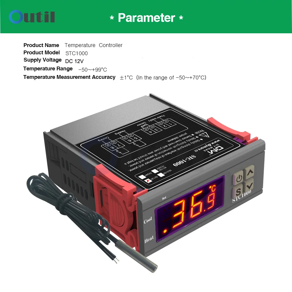 STC-1000 DC regolatore di temperatura 12V doppio regolatore di temperatura digitale due uscite relè termoregolatore NTC riscaldamento raffreddamento