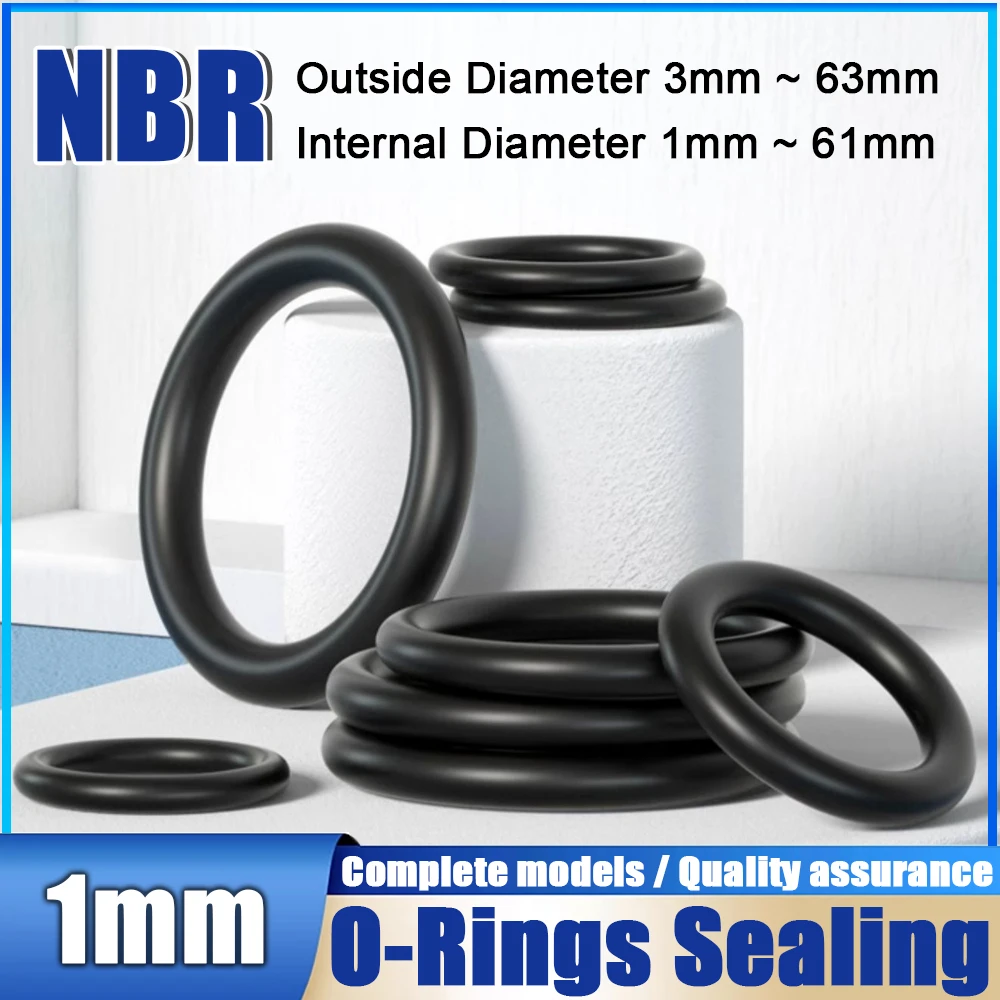 

CS 1mm Black Rubber Silicone O Ring Set Seal Oring Gasket Washer NBR O-ring High Pressure Repair Oil Resist Band Sealing Ring