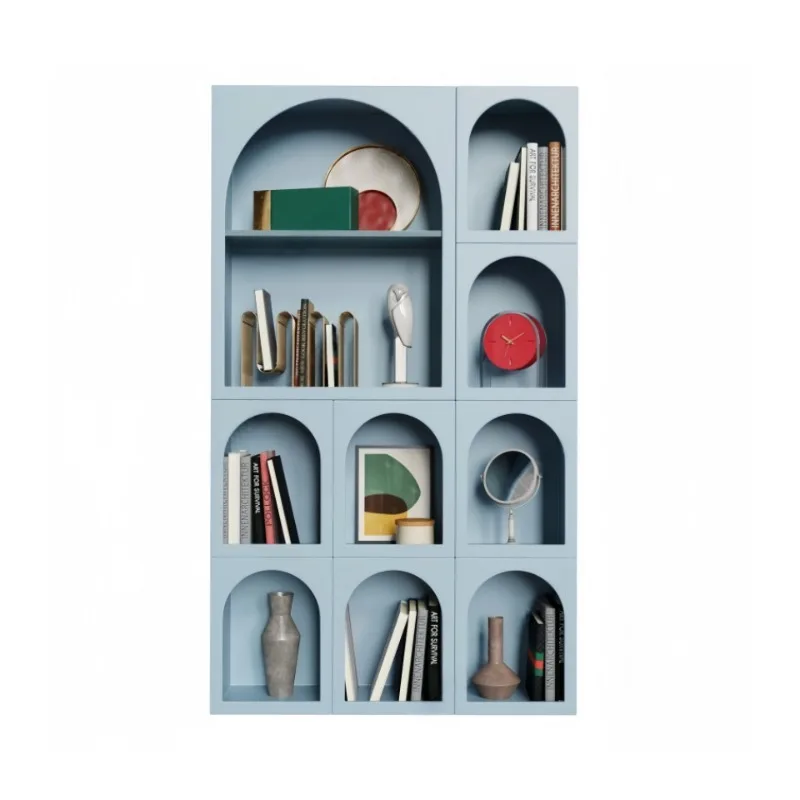 Italian minimalist paint bookcase bookshelf, modern minimalist living room locker storage cabinet decorative cabinet display