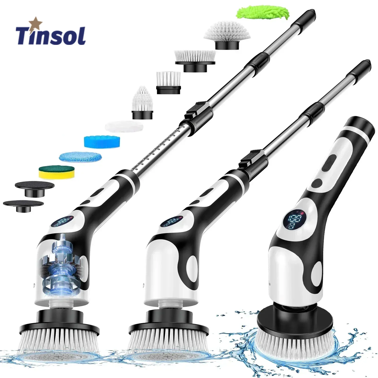 TINSOL Multifunctional Electric Cleaning Brush 11 in 1 Voice Cordless Smart Rotating Cleaning Brush Kitchen Cleaning Brush