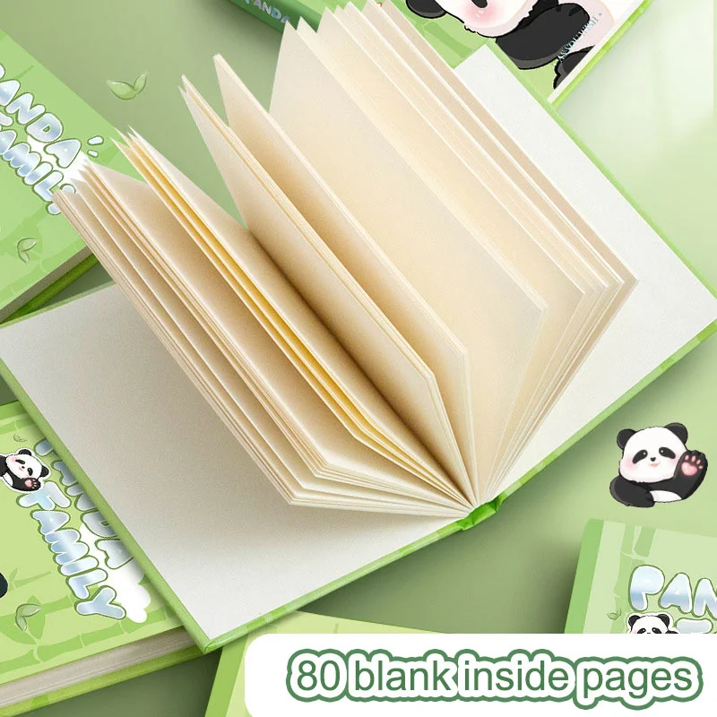 Panda Família Pocket Book, A7 Mini Notebook, Hardcover Handbook, Student Blank Draft Notepad